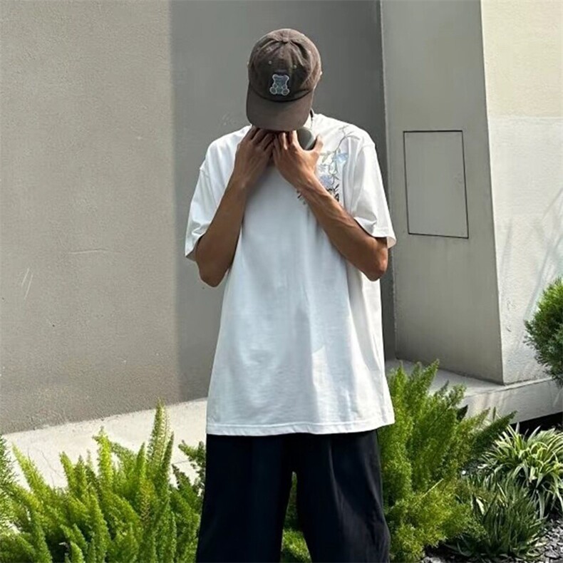 万针全刺绣解构设计260克重磅双纱纯棉高品质美式高街短袖T恤特35,男装T恤,电商A486