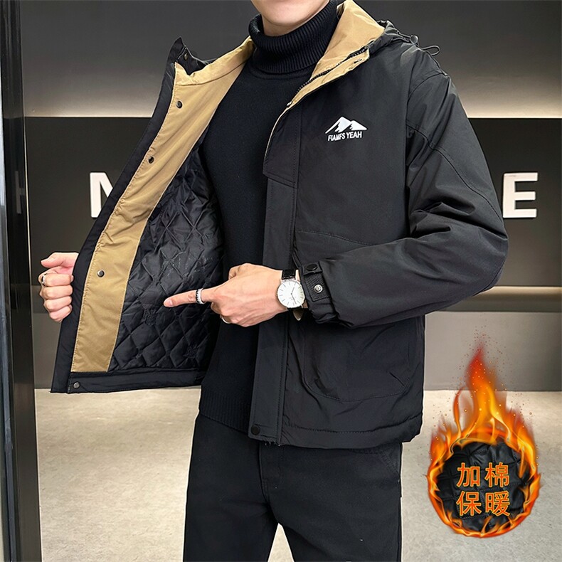 JK1601-P98秋冬加棉加厚休闲商务男士外套新款连帽棉衣,男装棉衣,星座703-1