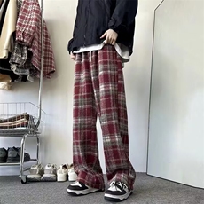 秋冬港风直筒呢子加绒加厚格子阔腿休闲长裤C408K9623P45，男装卫衣，电商C408(原B339-1)