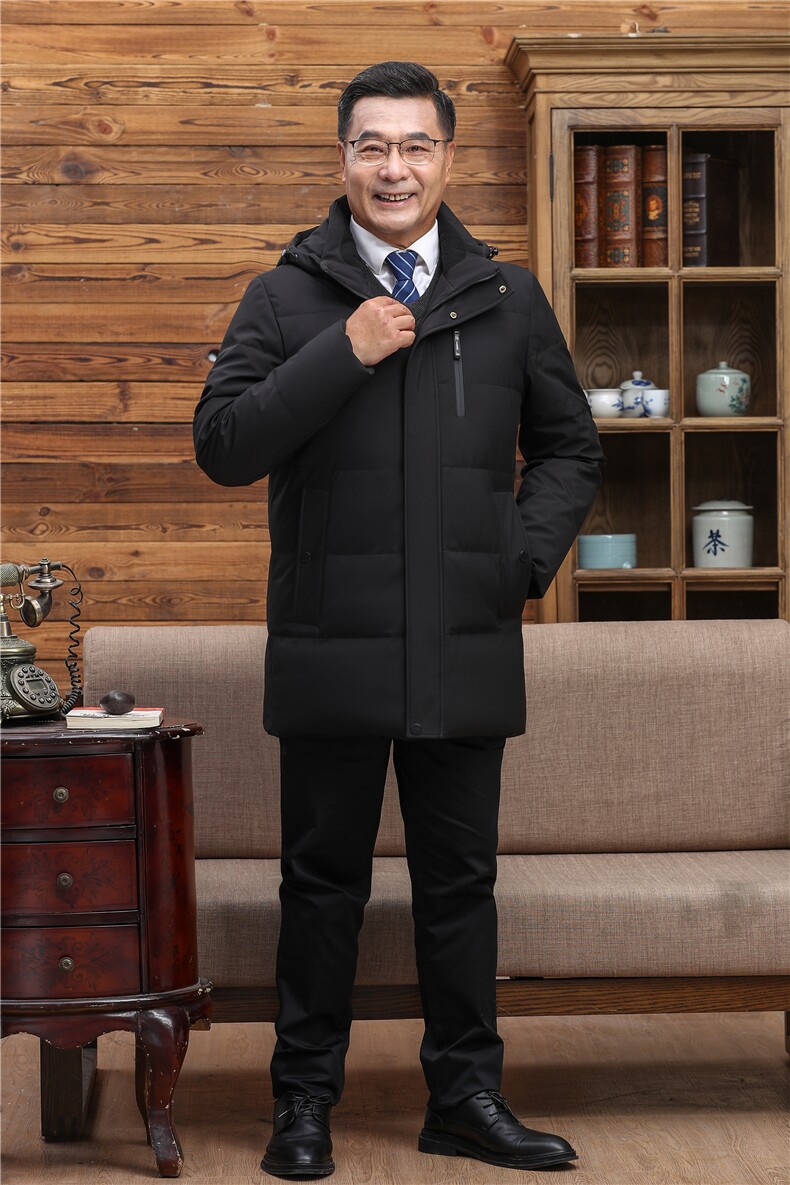 主推大货可拆卸帽中老年羽绒服外套男加厚爸爸装白鸭绒羽绒服大衣,男装羽绒服,钱塘723