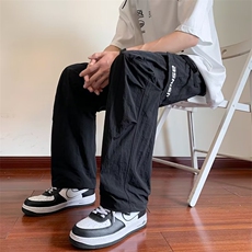 大码工装休闲裤男潮流宽松阔腿裤新款直筒长裤百搭裤子K8552-p55，男装休闲裤，星座1008