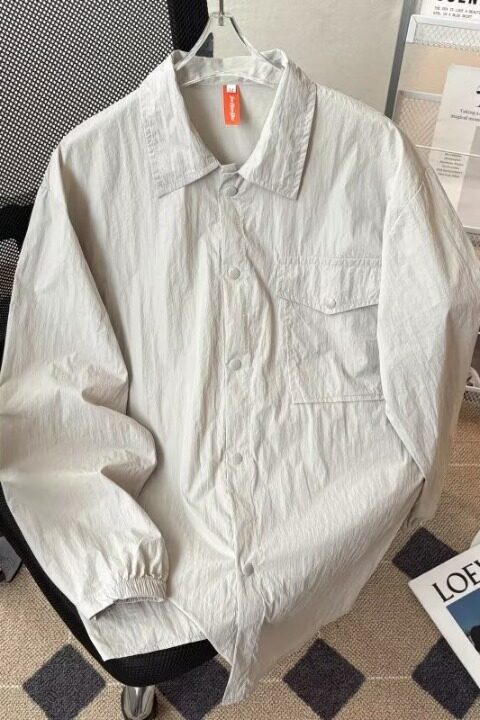 纯色长袖衬衫情侣款春夏宽松休闲防晒衣外套防晒衣FSY581-p42,男装防晒衣,星座302B