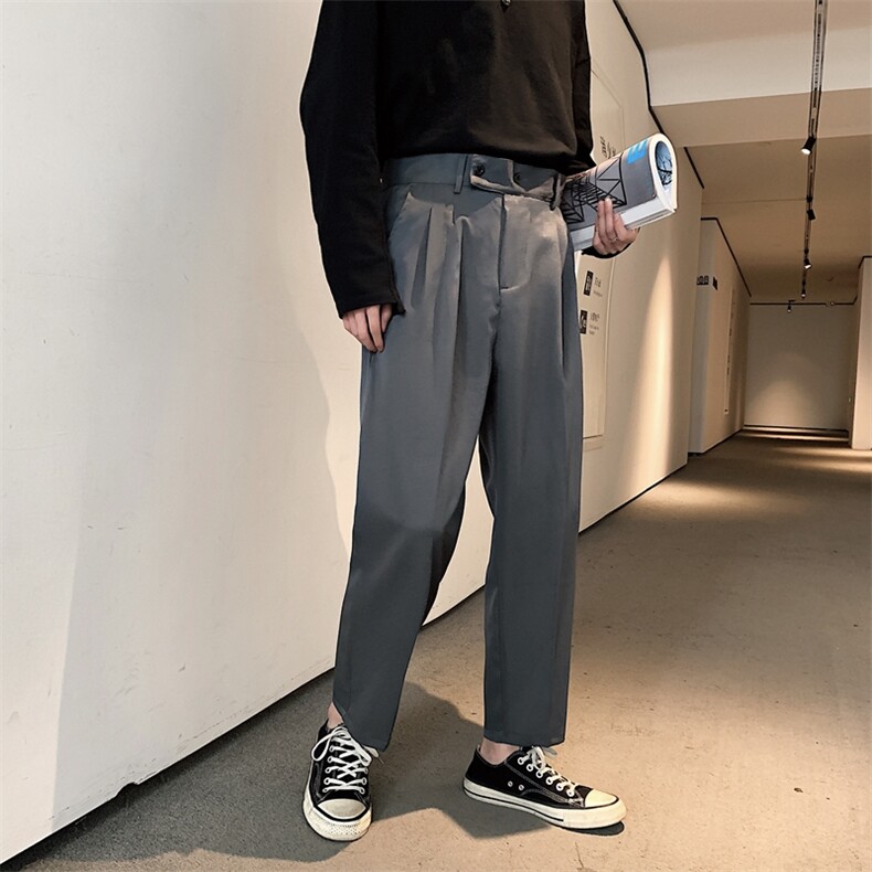 坠感小西裤男韩版潮流宽松直筒九分春秋季休闲百搭西装裤xk09-p38图片
