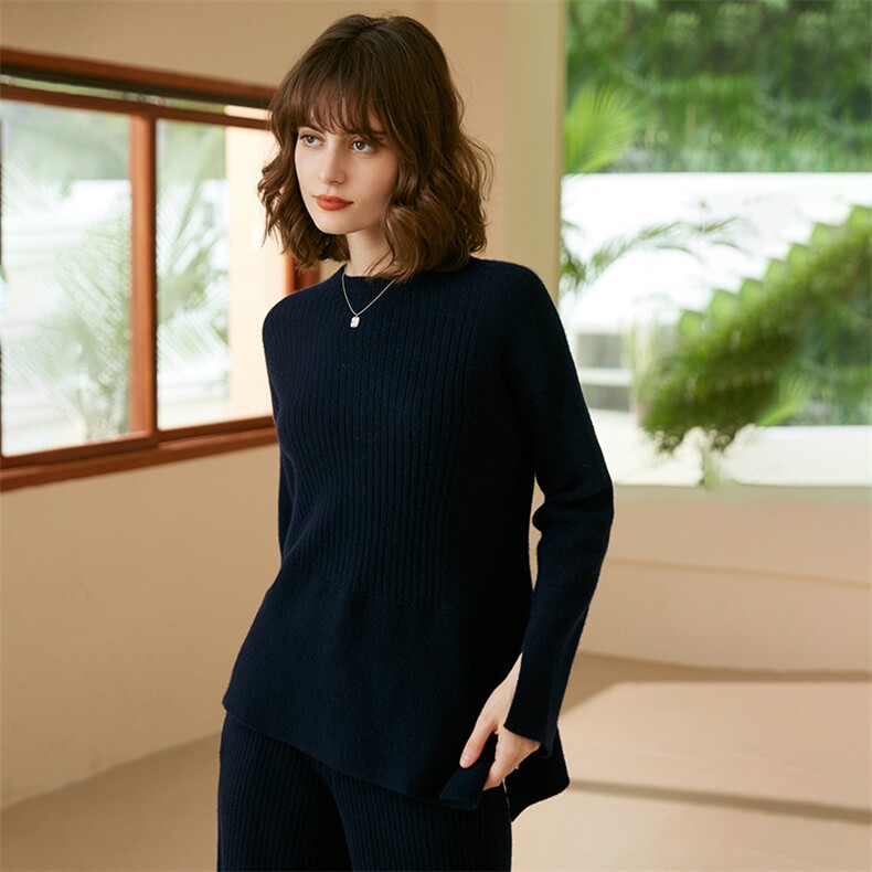 秋冬新款简约时尚气质女士圆领羊绒衫显瘦百搭保暖针织衫,女装羊绒衫,绒歆坊