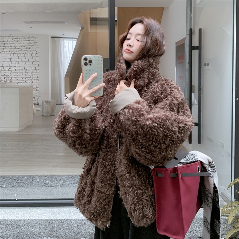 新款主推两面穿羊卷毛派克服2661-P235-K358,女装短外套,2C129
