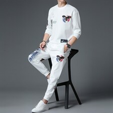 SXL9617秋季2023年新款男士长袖长裤修身休闲时尚卫衣套装P155，男装休闲套装，电商B360