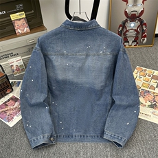 抖音品质秋裤男牛仔夹克衫喷漆渐变色复古外套JK8871P65，男装工装外套，星座1013-1