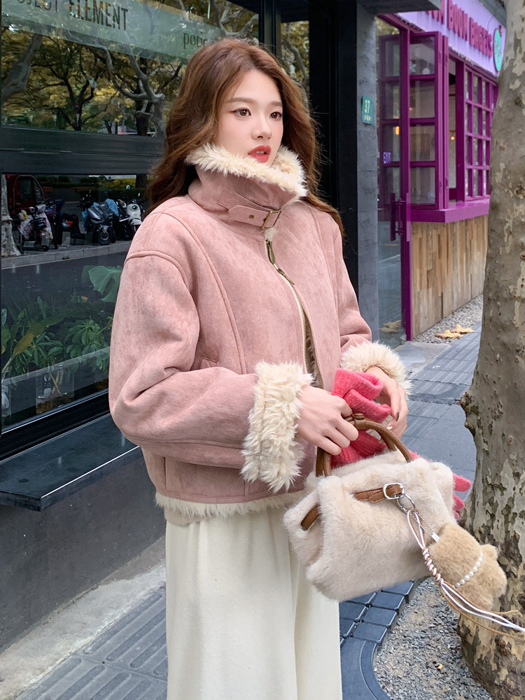 【现货】新款数据好皮毛一体外套P195-K288，女装短外套，浙宝128A