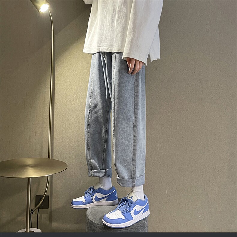 2023春款纯色宽松直筒老爹男女牛仔裤X715NZ016批45控68,男装牛仔裤,星座715