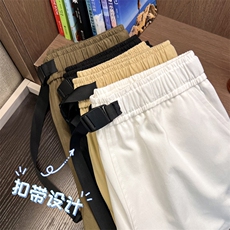 秋季潮牌卫裤男直筒宽松裤灰纯棉阔腿裤抽绳束脚-K660特批38，男装休闲裤，星座718-1