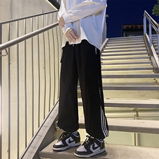 日系青春流行休闲裤潮时尚潮牌原宿新款长裤简约男抽绳束脚春季，男装休闲裤，星座716-2