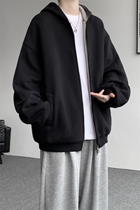 8XL-M 500克重磅潮牌百搭卫衣男美式情侣连帽撞色休闲外套WY33P68图片