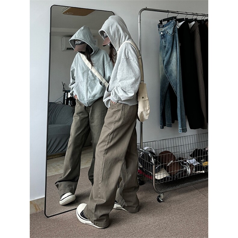 现货废土风美式纯色基础款牛仔裤直筒拖地裤310A-2BK329P50控68，男装牛仔裤，星座310A-2