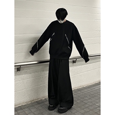 B221美式ins高街暗黑小众拉链圆领卫衣SY2321-P80控108，男装卫衣，电商B221