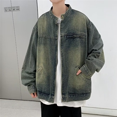复古潮牌牛仔外套男春秋季美式高街宽松做旧休闲拉链夹克JH06-P68，男装夹克，星座1008