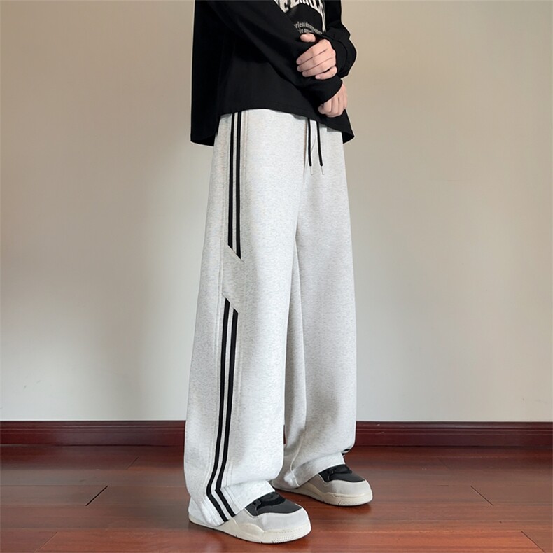 秋季新款刺绣休闲裤男宽松二条杠卫裤情侣长裤K7707-特P45控78,男装休闲裤,星座209-2