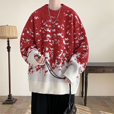 仓库大货MY7128-特P58圣诞雪花渐变针织保暖毛衣休闲圆领大码男，男装针织衫/毛衣，电商A059