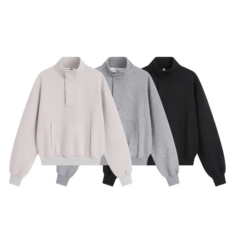 1303B-WY9907-P6098重磅韩版休闲暗扣立领半拉链卫衣，男装卫衣，星座1303B