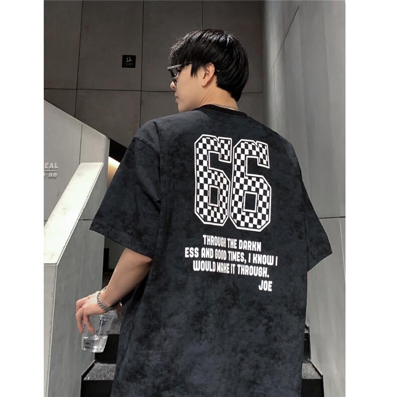 美式重磅蜡染短袖T恤男夏季2025新款圆领宽松T恤半袖T801-P30,男装T恤,电商C307A
