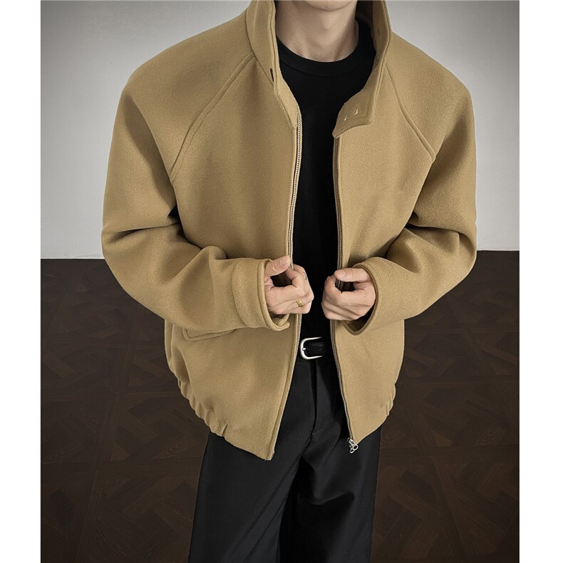 直播品质秋冬加厚宽松短款毛呢大衣韩版呢子外套毛呢夹克男外套，男装毛呢大衣，电商A430（原星座702）