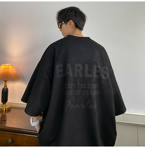 2026春夏新款麂皮绒美式字母短袖M~5XL XZ604-DT305-P45控58图片
