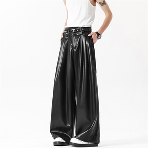 2025新款皮裤男女阔腿裤直筒垂感拖地裤透气潮牌现货K8513-P43,男装皮裤,星座512-3