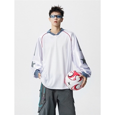 可二开美式POLO衫大码M-5XL拼接V领球衣长袖T恤男CX78111P45控69，男装T恤，星座227-7