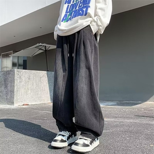 美式复古阔腿裤秋季垂坠感牛仔裤男潮牌ins宽松直筒裤 K7549-P45图片