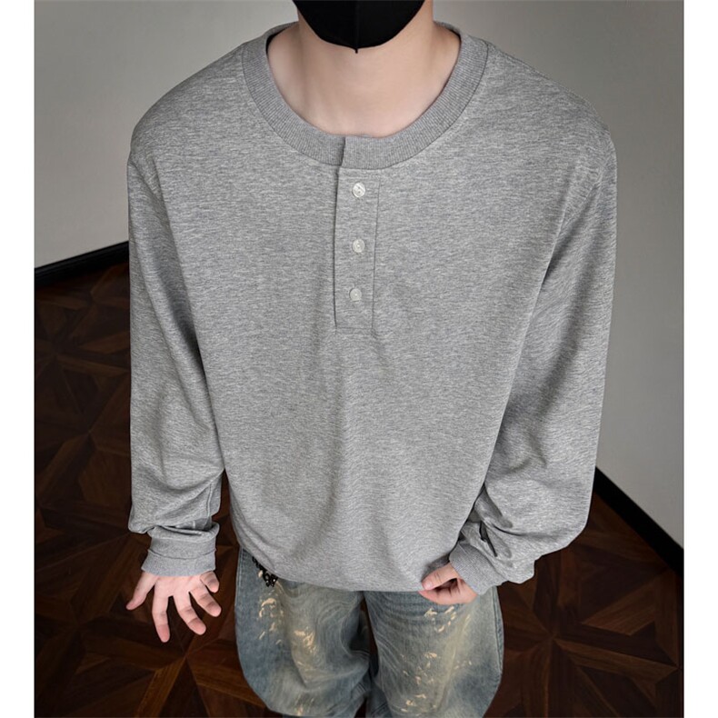 25新款长袖T恤高级纯色华棉亨利领开领外穿打底上衣-YY2509-P38,男装T恤,电商C216