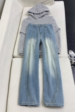 B221美式ins高街暗黑宽松直筒工装牛仔裤LK26613-特P50控88，男装牛仔裤，电商B221