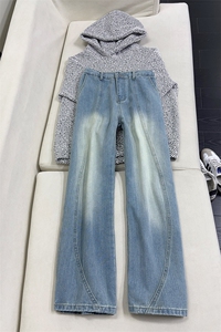 B221 美式ins高街暗黑宽松直筒工装牛仔裤LK26613-特P50控88图片