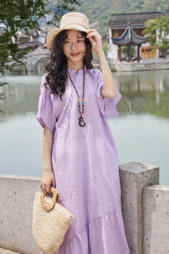 线象苎麻长裙。档口意法6075，女装，线象