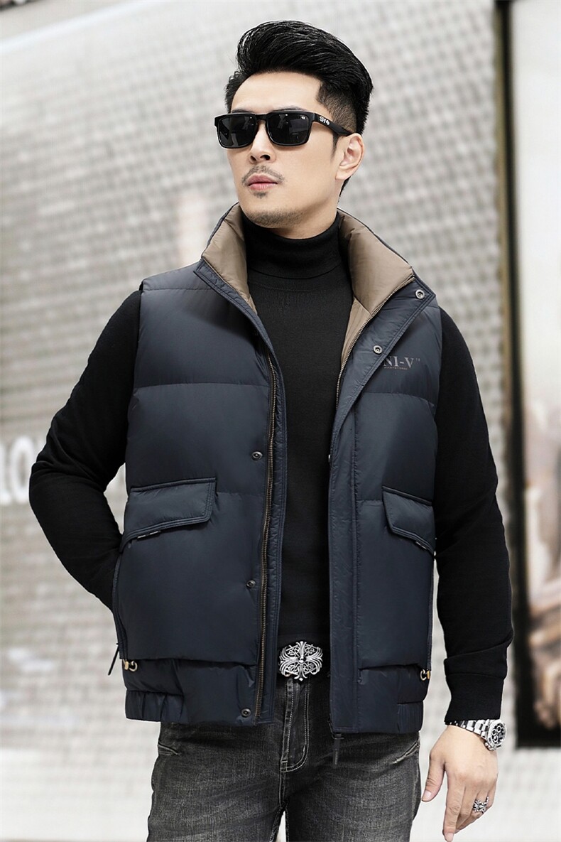 B89499钱塘2020-3厚款时尚冬季休闲中年长款男士羽绒服马甲P195,男装羽绒服,钱塘207-3