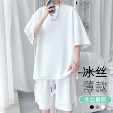 2024夏季新款旋律风车大码冰丝短袖套装M-5XHQ24505-P65，男装休闲套装，电商A022