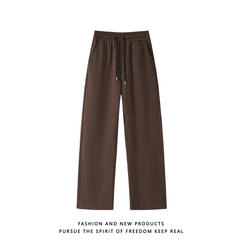 现货春季麦穗纹裤子雪尼尔人字纹运动卫裤港风情侣宽松拖地长裤直,男装休闲裤,星座302B-2
