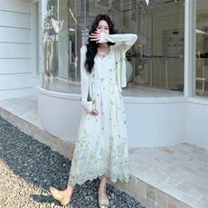 26春新款现-法式度假风针织无袖连衣裙套装2630-P190K308，女装套装/套裙，2B190