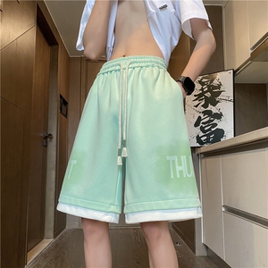 抖音品质港风夏季新款字母印花宽松五分裤B315-K24157-特p30控58图片