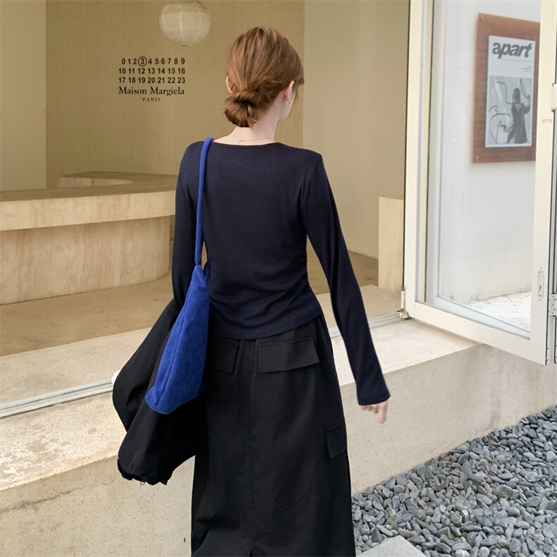 黑色休闲打底衫工装马甲套装女秋季2025新款休闲显瘦半身裙三件套,女装套装/套裙,2C028