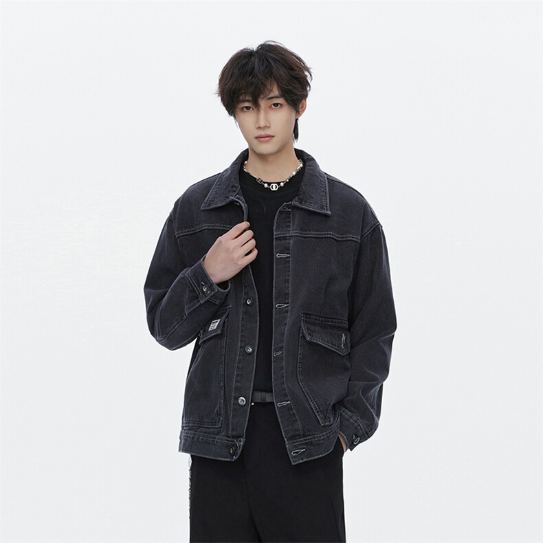 潮流小标休闲大码宽松男女立体牛仔外套夹克J301-P65【特价】,男装工装外套,电商A007