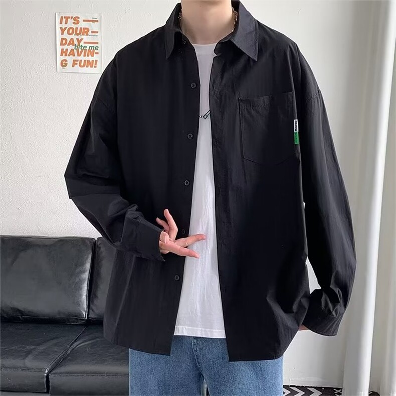 男春秋情侣宽松休闲衬衣C308P32,男装衬衫,星座1116-2