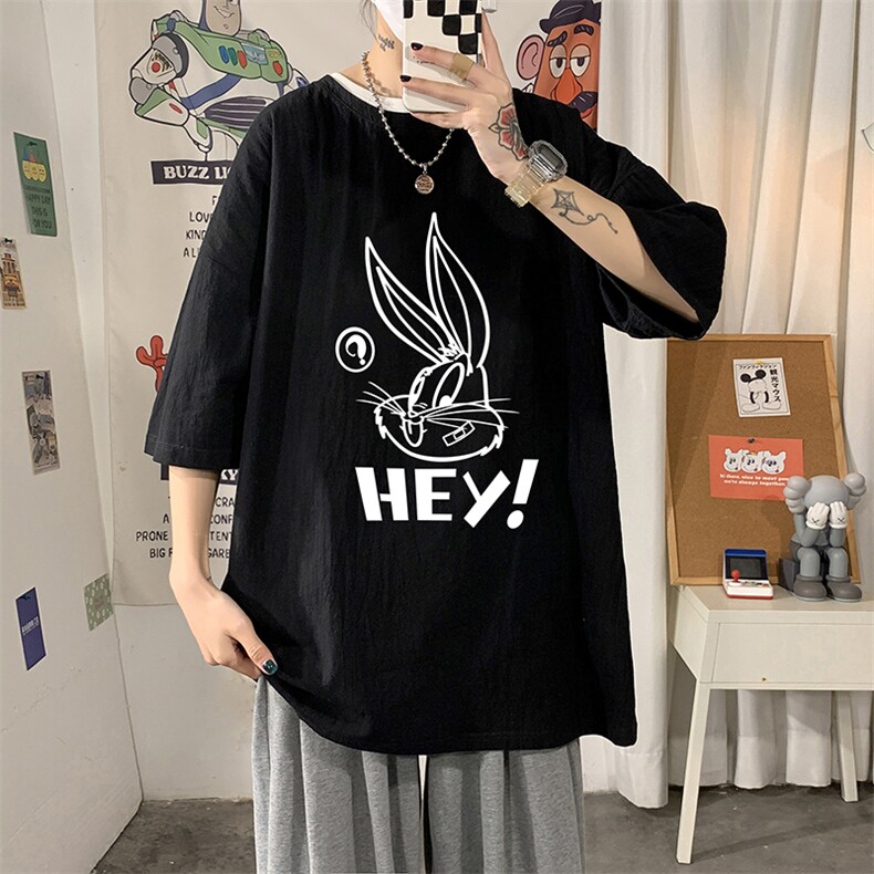 YT26179-P30亚麻短袖t恤男大码五分袖男宽松七分袖海报风,男装T恤,电商A040