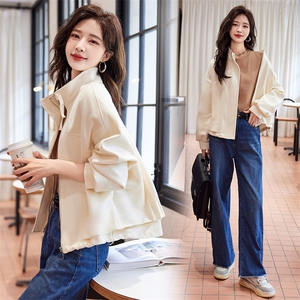 现货2024春装新款高品质小众设计立领宽松廓形短外套女图片