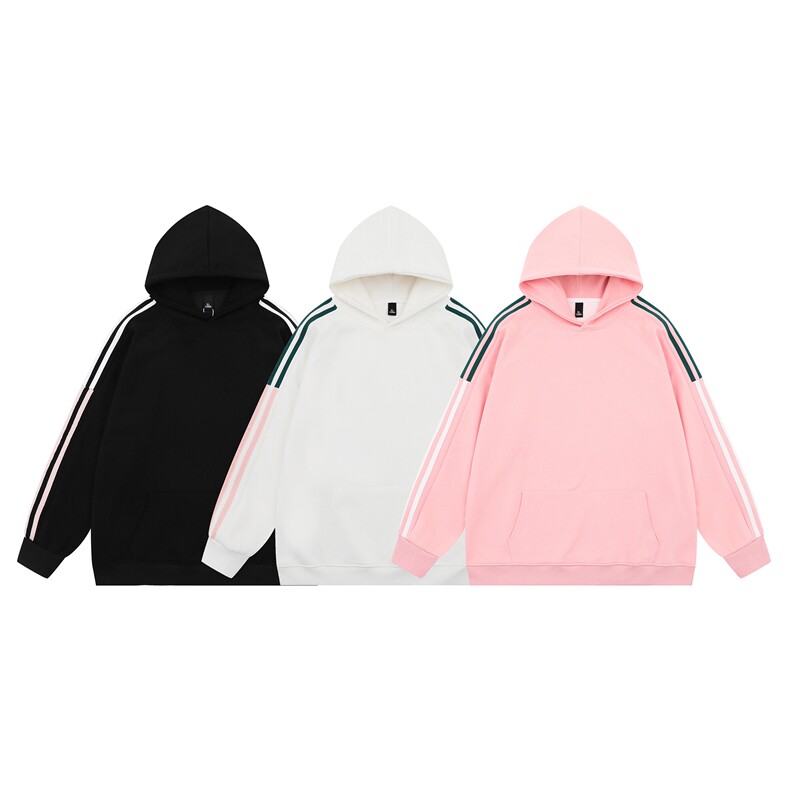 光板 得物\唯品二开 三条杠撞色拼接插肩袖连帽卫衣A71 P38图片