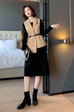 2022春装新款女装时尚百搭显瘦马甲连衣裙两件套套裙，女装套装/套裙，瑶迪依秀