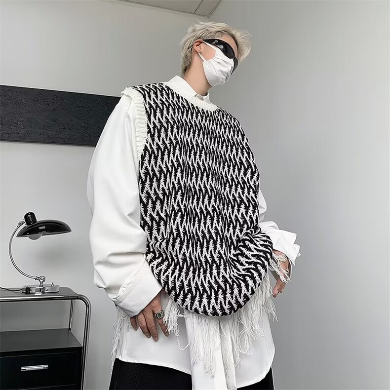 美式圆领毛衣男慵懒风休闲针织衫鹿毛绒马甲背心MY221P45,男装背心/马甲,星座1109-3