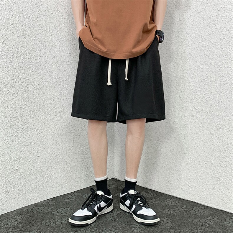 HD74099-P22华夫格短裤男大码宽松五分裤男直筒中裤,男装休闲裤,电商A040