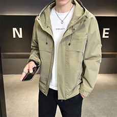 新款户外休闲冲锋衣连帽外套男士潮牌工装美式多口袋夹克2522-P60，男装夹克，星座1403A