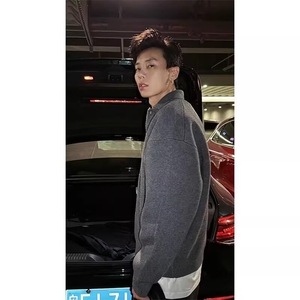 潮牌慵懒风针织衫男美式百搭翻领情侣毛衣线衣外套513AMY2662P53图片