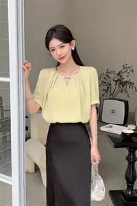 《现货新品》淑女气质简约T恤衬衫短袖图片