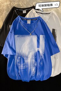 夏季新款高街抽象印花个性链条装时尚男士T恤MT3529-P45图片